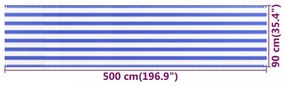 kék és fehér HDPE erkélytakaró 90 x 500 cm