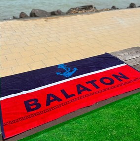 Balaton 2024 kék-piros strandtörölköző