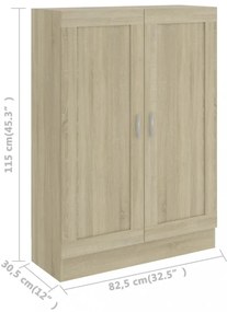 sonoma tölgy színű szerelt fa könyvszekrény 82,5 x 30,5 x 115cm