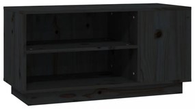fekete tömör fenyőfa TV-szekrény 80 x 35 x 40,5 cm