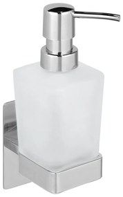 Fényes ezüstszínű öntapadós üveg szappanadagoló 200 ml Genova – Wenko