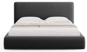 Sötétszürke kárpitozott ágyneműtartós franciaágy ágyráccsal 180x200 cm Colonel – Cosmopolitan Design