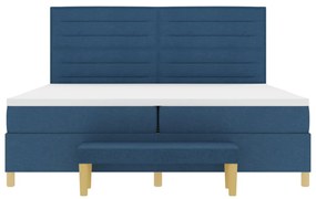 Boxspring Ágy Matraccal és Pad Blue 200x200 cm Szövet
