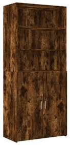 füstös tölgy színű szerelt fa magasszekrény 80 x 42,5 x 249 cm