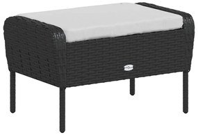 fekete polyrattan kerti szék lábtartóval