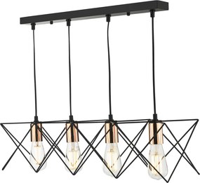 Dar Lighting vintage függeszték midi matt fekete réz darmid0422