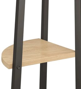 4 szintes világosbarna és fekete sarokpolc 45,5 x 31,5 x 150 cm