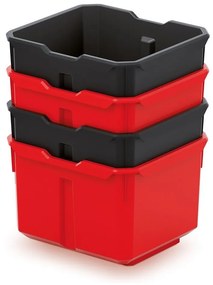 Kistenberg 4 műanyag szerszámosláda készlet X BLOCK BOX 157x140x210 fekete/piros