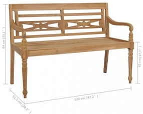 tömör tíkfa Batavia pad szürke párnával 120 cm
