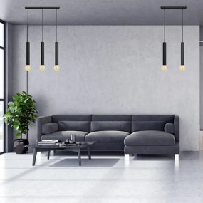 Csillár zsinóron TUBA 3xE27/15W/230V fekete