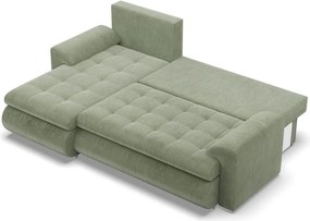 Tokio sarokkanapé, 2 ágyneműtartóval, kordbársony, baloldali, zöld