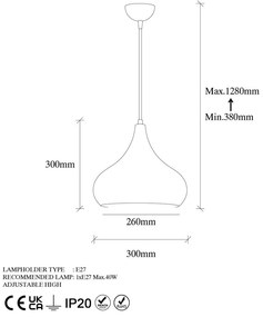 Függőlámpa fém búrával ø 26 cm Muba – Opviq lights