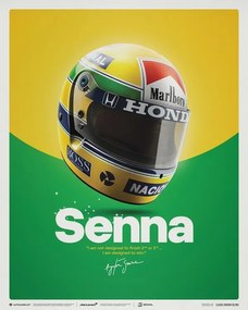 Ayrton Senna - Helmet - San Marino GP - 1988 Festmény reprodukció, (40 x 50 cm)