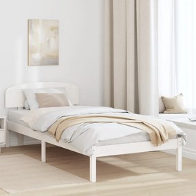 ágykeret fejtámlával fehér 90x190 cm tömör fenyő