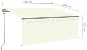 krémszínű automata kihúzható napellenző redőnnyel 3 x 2,5 m
