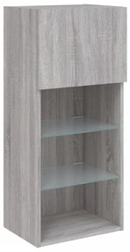2 db szürke sonoma színű TV-szekrény LED-ekkel 40,5x30x90 cm