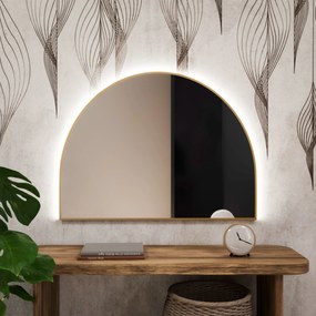 Baltica Design Tiny Border Semi Round tükör 80x60 cm világítással arany 5904107927572