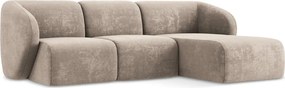 Világosbarna zsenília sarokkanapé (jobb oldali-heverő résszel) Lani – Makamii