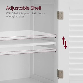 Szabadon álló ajtós szekrény, fürdőszobai padlószekrény 60 x 30 x 80 cm, fehér