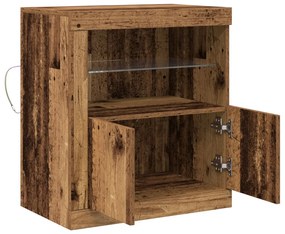 LED világítással ellátott oldalszekrény, öreg fa 60,5x37x67 cm
