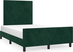 vidaXL sötétzöld bársony ágykeret matrac nélkül 120 x 200 cm