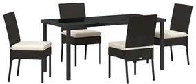 vidaXL Kert étkező szett 5 pcs Fekete Porszórt acél