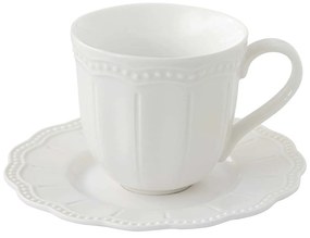 Elite White fehér porcelán eszpresszó kávés csésze aljjal domború mintával 110 ml