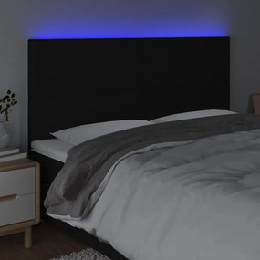 fekete szövet LED-es fejtámla 200x5x118/128 cm