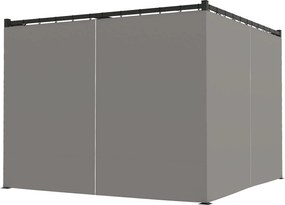 Outsunny Behúzható Tetős Pergola Kert Pavilon 3x3 m Oldalfalakkal, Vízálló Poliészter Napernyő a Kültéri Kertben, Teraszon, Világosszürke | Aosom