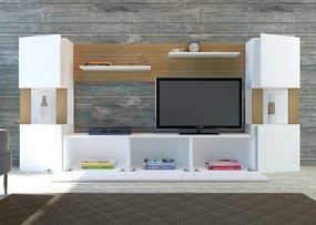 TV szekrény Lore - White, Teak