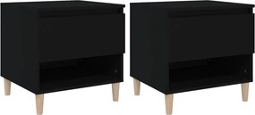 vidaXL 2 db fekete szerelt fa éjjeliszekrény 50 x 46 x 50 cm
