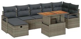 vidaXL Kerti Kanapé Szett párnával tárolóval 8 pcs Szürke polirattan