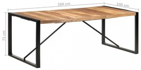 paliszander felületű tömör fa étkezőasztal 200 x 100 x 75 cm