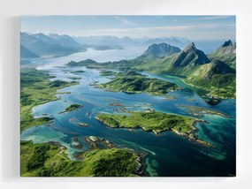 Vászonkép Canvas Norvégia Fjordok Hegyek Tenger Panoráma Szigetek 100x75