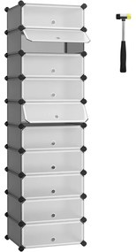 Cipőtároló doboz 10 db moduláris tárolódoboz, szürke 43x31x173cm