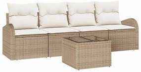 vidaXL Kerti Kanapé Szett Bézs 55 x 55 x 37 cm polirattan