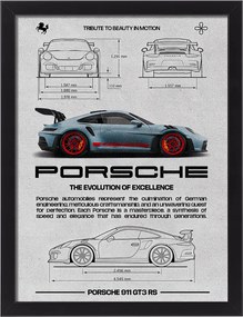 Porsche keretes falikép ajándék rajongónak autós fali poszter 30x20 cm