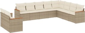 vidaXL 10 részes bézs polyrattan kerti ülőgarnitúra párnával