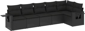 vidaXL 6 részes fekete polyrattan kerti ülőgarnitúra párnákkal