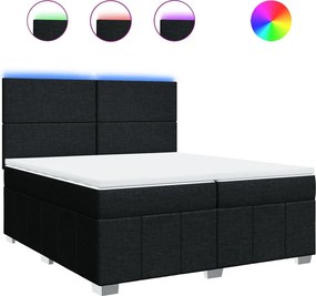 vidaXL fekete szövet rugós ágy matraccal 200 x 200 cm