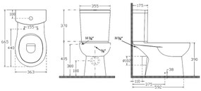 Sapho - kombinált WC kézi bidézuhannyal, hátsó kifolyással, kerámia/fehér