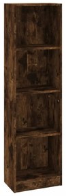 4 szintes füstös tölgy színű fa könyvszekrény 40 x 24 x 143 cm