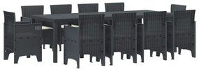 vidaXL Kert étkező szett 11 pcs Antracit Polipropilén