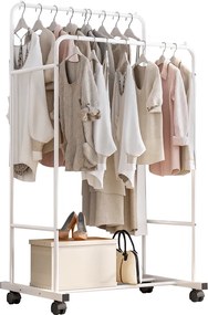 Kétsoros mozgatható akasztó, polccal, fehér, ILIANA