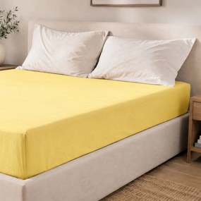 Goldea pamut gumis lepedő - sárga 180 x 200 cm