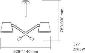 Orlicki Design PESSO OR80698 Plafonlámpa 2x15W/E27