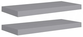 2 db szürke MDF fali polc 60 x 23,5 x 3,8 cm
