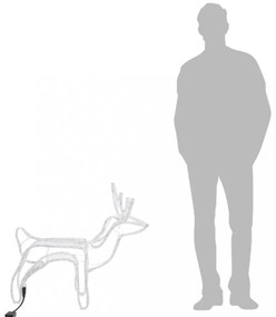 meleg fehér karácsonyi rénszarvas figura 60 x 30 x 60 cm