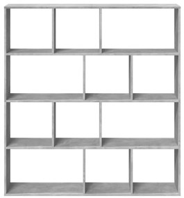 betonszürke szerelt fa könyvszekrény 132 x 29 x 141,5 cm