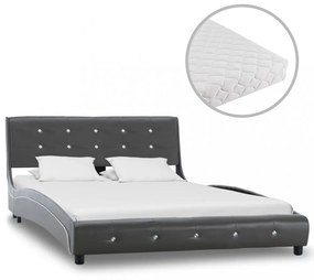 Szürke műbőr ágy matraccal 120 x 200 cm